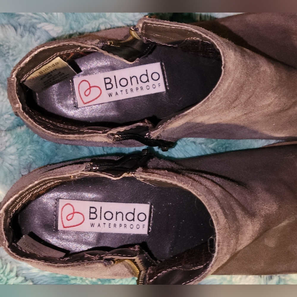 Blondo Waterproof Leather Ankle Boots Gray US Sz Women's 8